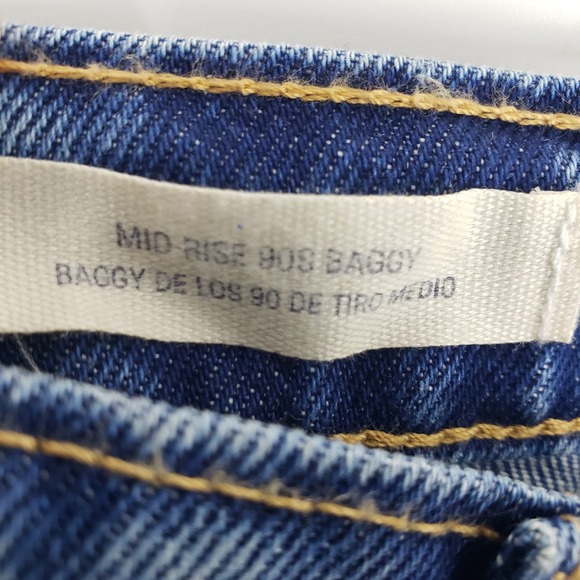 Universal Thread Cuffed Mid Rise 90s Baggy Jeans Womens Sz 10 Dark Wash Blue NEW - Picture 12 of 13